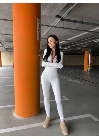 Теплый комбинезон на флисе, р. (ст. 398SH) No Brand белый полиэстер, эластан