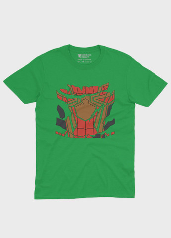 Зелена демісезонна футболка для хлопчика з принтом супергероя - людина-павук (ts001-1-keg-006-014-087-b) Modno