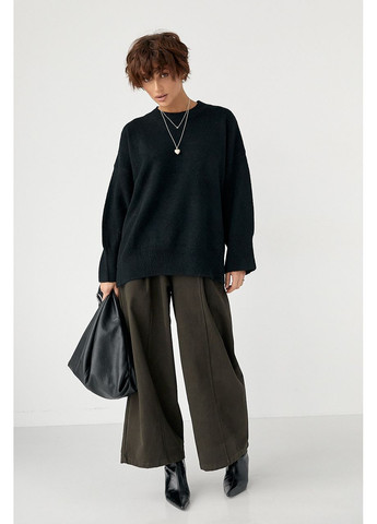 В'язана кофта оверсайз з розрізами - чорний колір Lurex (370601855)