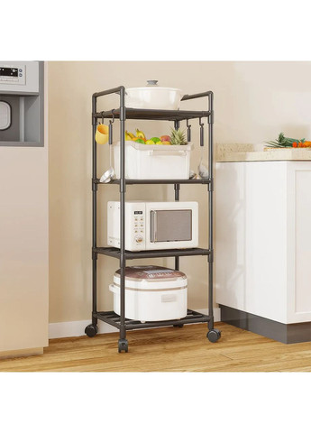 Полиця-стелаж підлогова на коліщатках для кухні 138×42×32 см Light Shelf LS-7801 Black No Brand (356740064)