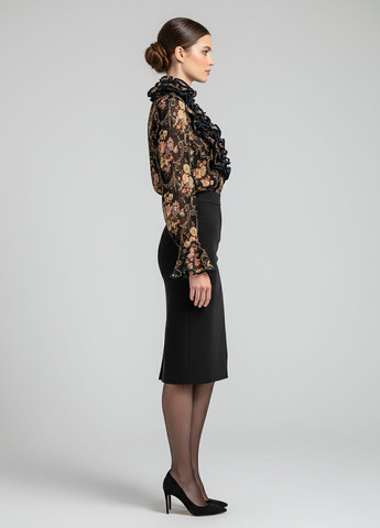 Синіти жіноча шифонова блуза з баскою синій Lowett