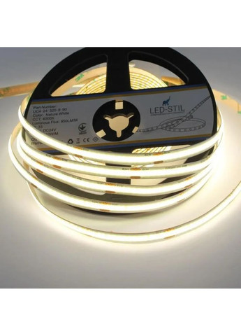 Світлодіодна стрічка 4000K 10 Вт/м COB 320 діодів IP33 24 Вольта 950 Lm нейтральне світло Led-Stil (371777686)