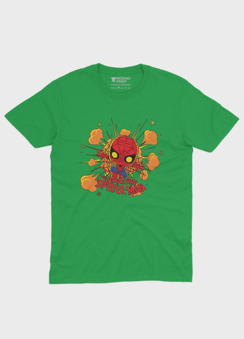 Зеленая демисезонная футболка для девочки с принтом супергероя - человек-паук (ts001-1-keg-006-014-056-g) Modno