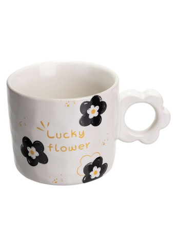 Чашка для чая и кофе фарфоровая Lucky Flower 420 (мл) хорошая оригинальная кружка на подарок Белая FM-14D Yiwu (369626250)