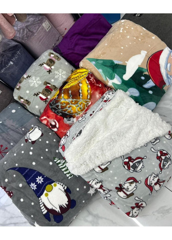 Теплий м'який плед - покривало Новорічне на овчині Євро розмір 200x220 см + Подарункова сумка Colorful Home Покривала Новорічні на овчині (364507529)