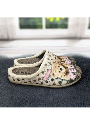 Песочные тапочки домашние женские песочные с мишкой Inblu