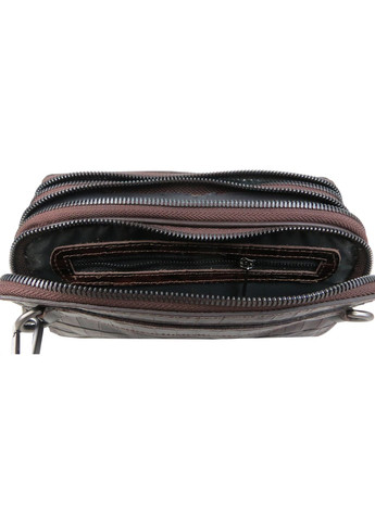 Шкіряна барсетка на три відділи під крокодила коричнева Mykhail Ikhtyar (360893537)