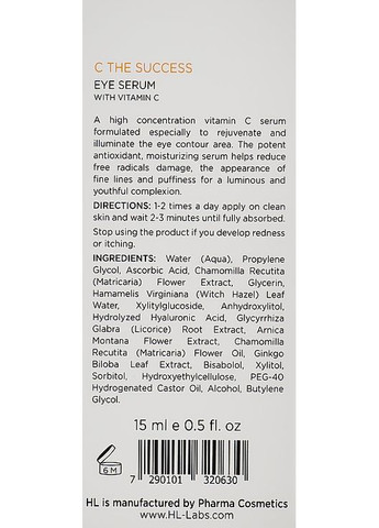 Сиворотка для повік C The Success Eye Serum 15ml (101226-5050) Holy Land (368857330)
