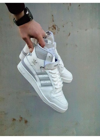 Сірі Осінні кросівки чоловічі adidas forum 84 high white grey адідас форум 84 No Brand