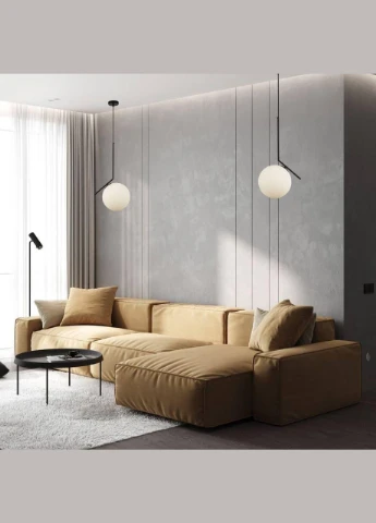 Скляний підвіс з кулею 25см (916-3816-1 BK+WH) No Brand (377162166)