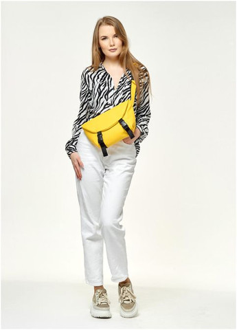 Спортивная сумка женская на пояс через плечо из экокожи средняя Желтый 35471 Sambag (352165871)