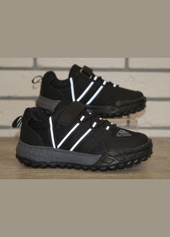 Чорні Осінні кросівки для хлопчика демісезонні зі світловідбиваючими елементами чорні BBT kids