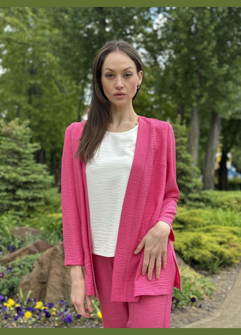 Легкий яскравий жакет з поясом на затин 3349 Cat Orange (295375884)