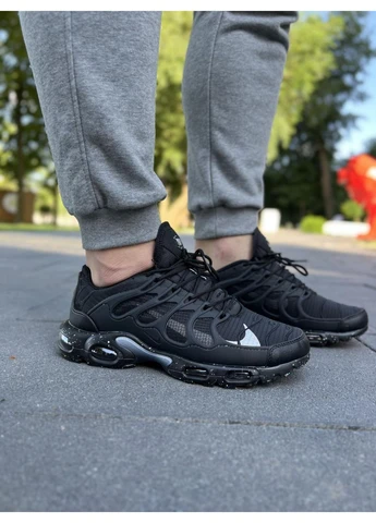 Белые демисезонные кроссовки мужские nike air max tn terrascape plus black white grey найк аир макс тн плюс белые No Brand