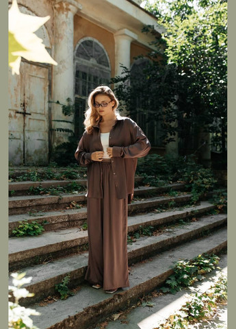 Базовый шёлковый костюм в цвете мокко No Brand 241-1 (341328447)