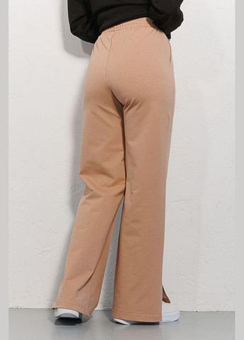 Жіночі спортивні штани прямі бежевого кольору з розрізами внизу Arjen (289842062)