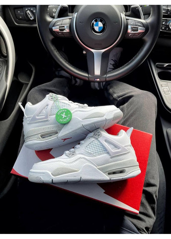 КРОСІВКИ ЖІНОЧІ NIKE AIR JORDAN RETRO 4 WHITE OREO НАЙК АІР ДЖОРДАН No Brand білі демісезони (369391291)