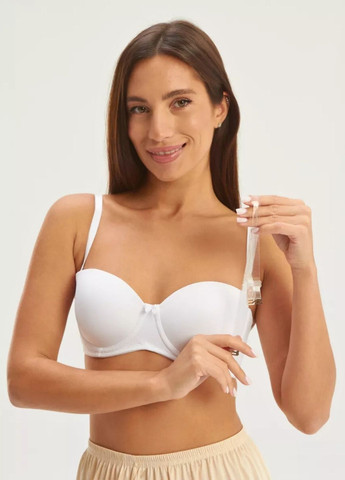 Білий балконет бюстгальтер-невидимка трансформер victoria push-up 36 75beige (6952) FS з кісточками поліамід