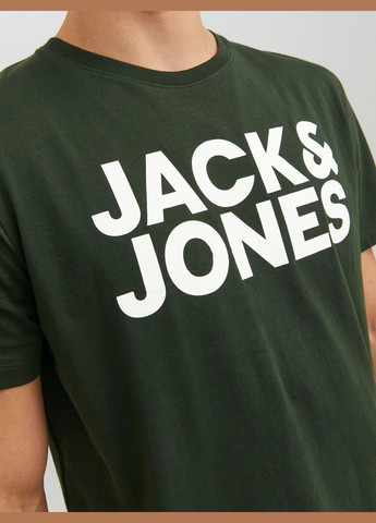 Темно-зеленая футболка basic,темно-зеленый с принтом,jack&jones Jack & Jones