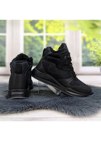 Черевики дутики жіночі зимові короткі чорні на шнурках Paolla (308975519)