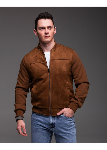 Коричнева демісезонна куртка-бомбер чоловіча демісезонна No Brand