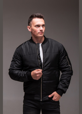 Чорна демісезонна утеплений бомбер Vakko