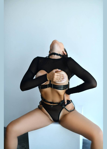 Чорний демісезонний жіночий еротичний комплект білизни No Brand