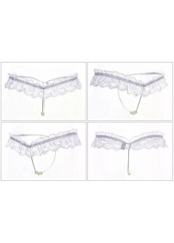 Ажурні трусики з перлами, мереживні трусики стрінги з перлинами No Brand (366871055)