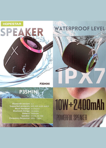Портативная Bluetooth колонка P35 mini Black Hopestar (297455437)