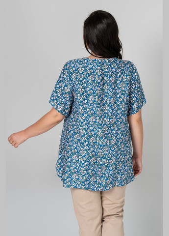 Голубая блуза прямого силуэта декорирована двумя планками с пуговицами all posa (ap101968p) A'll Posa