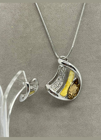 Комплект перламутр та циркон 44 см No Brand (322007183)