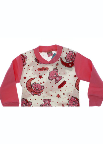 Рожева піжама з довгим рукавом для дівчинки трикотажна місяць рожевий 104 см (35083) BABYKROHA