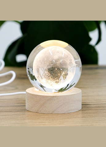 3D Лазерно Гравірована Сфера Місяць з LED підсвічуванням на дерев'яній підставці USB см (MH-Q0198-2-6D) Гранд Презент (326800794)