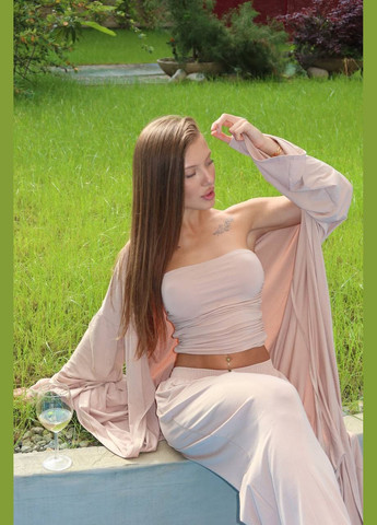 Жіноча трійка з кардиганом і штанами палаццо No Brand С824/825-1630/1 (341677040)