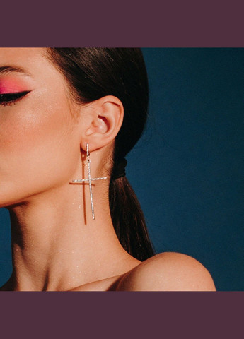 Срібні сережки Хрести з білими фіанітами 3610 Oniks (264022710)