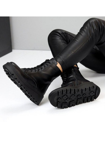 Зимние ботинки женские кожаные на меху берцы No Brand без декора