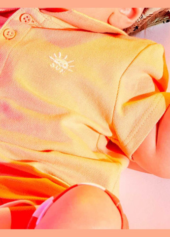 Персиковая детская футболка-поло лето,персиковый, для мальчика Kiabi