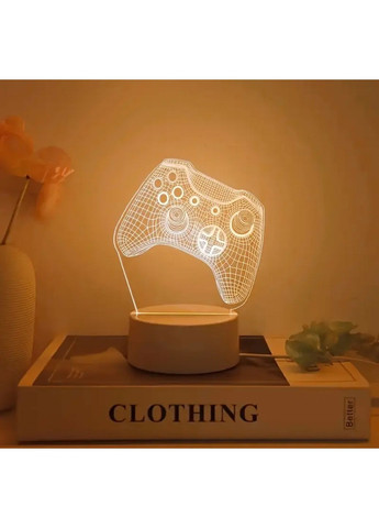 3D LED нічник "Геймпад" з підсвіткою — ідеальний подарунок для геймера Білий No Brand (355794653)