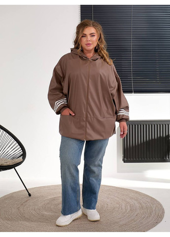 Коричнева демісезонна куртка-вітровка жіноча оверсайз Style Point