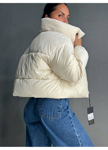 Белая демисезонная куртка женская 10043 короткая на молнии с воротником белая Lady yep