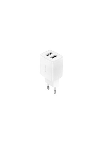 Адаптер зарядний — блок на 2 виходи Compact 10,5 W (2 USB) білий Baseus (279554084)