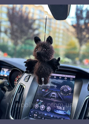 Вязаный крючком аксессуар для машины Летучая мышь 12 см, игрушка амигурумы, подвеска в авто. No Brand (352474128)