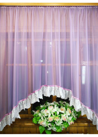 Занавеска кухонная короткая Летиция сиреневая жаккард грация No Brand (372133960)