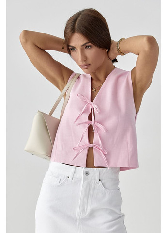 Розовый женский хлопковый женский жилет на завязках Lurex однотонный - летний