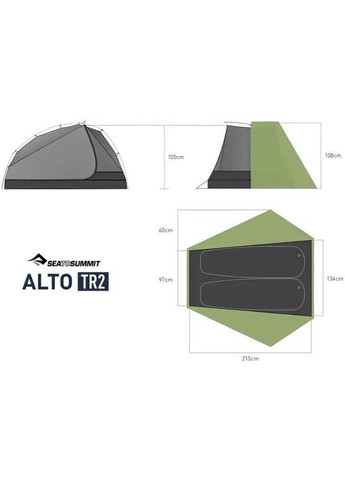 Намет двомісний Alto TR2, Mesh Inner, Sil/PeU Fly, NFR, Green от Sea To Summit (334672831)