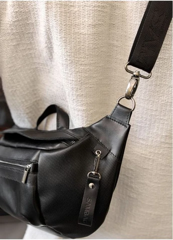 Мужская поясная сумка бананка из натуральной кожи Черная (549403821) Sambag (390489141)