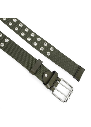 Ремінь чоловічий текстильний з люверсами -4096 (125 см) зелений JK (362639364)