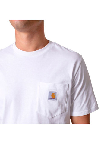 Біла футболка чоловіча oose fit heavyweight short-sleeve pocket t-shirt k87-wht Carhartt