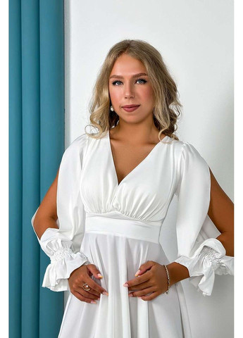 Молочна коктейльна сукня вільні рукава 24014 молочна Tanita-Romario