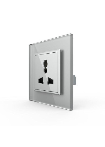 Розетка універсальна 12 стандартів в 1 сірий скло (VL-C7C1C-15) Livolo (370971374)
